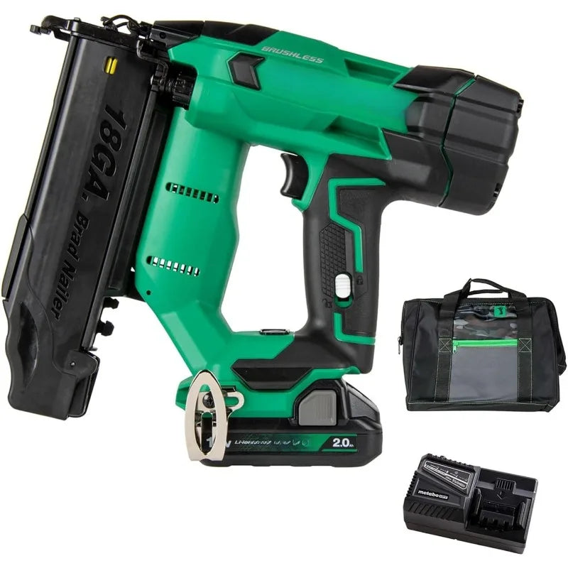 18V MultiVolt Brushless Compact Cordless Brad Nailer Kit, 18 Gauge With Power Tool 2.0Ah Lithium Ion Battery