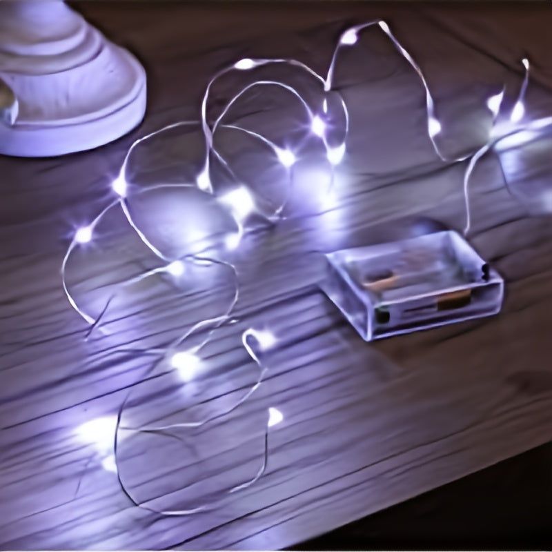 [LED Fairy Lights] Christmas LED Fairy Lights 1set, Copper Wire String 2/5/10m, Battery Box, Holiday Outdoor Lamp Garland for Wedding Party Decoration