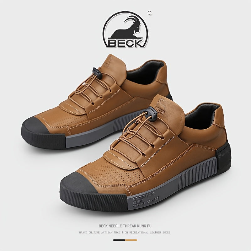 Men's Genuine Leather Lace-Up Shoes - Minimalist Formal & casual Shoes, Cushioned Insole & Non-Slip Rubber Sole for Office, Everyday, Semi-Formal Events - All-Season Everyday dress shoes, Office Footwear, Stylish Footwear, Br