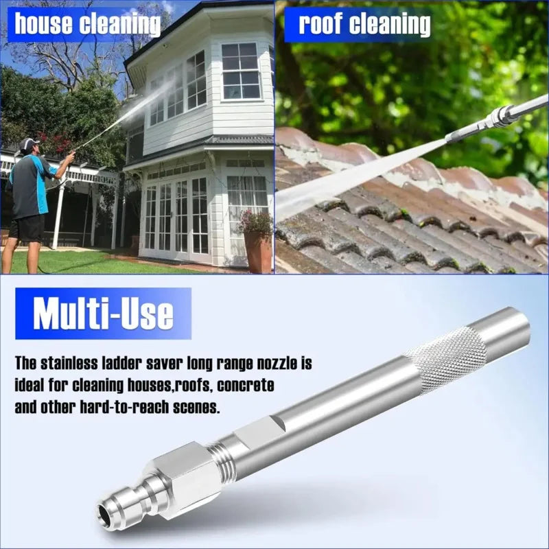 High-Pressure Washer Nozzle - 1/4'' Quick Connect, Stainless Steel, Adjustable 3.0 Orifice, 360° Swivel for 1000-6000 PSI