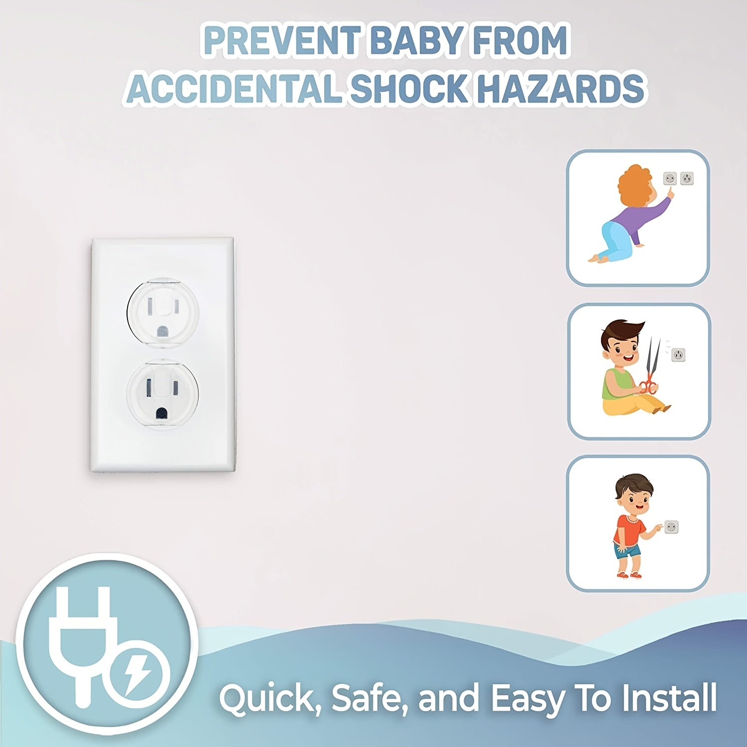 10pcs/20pcs ABERZEY Baby Proofing Safety Outlet Covers - Transparent Square Socket Protectors with Hidden Handle, Durable Plastic Child-Safe Electric Plug Covers for Kids & Toddlers, Easy Install No Tools Needed, Prevents Ele