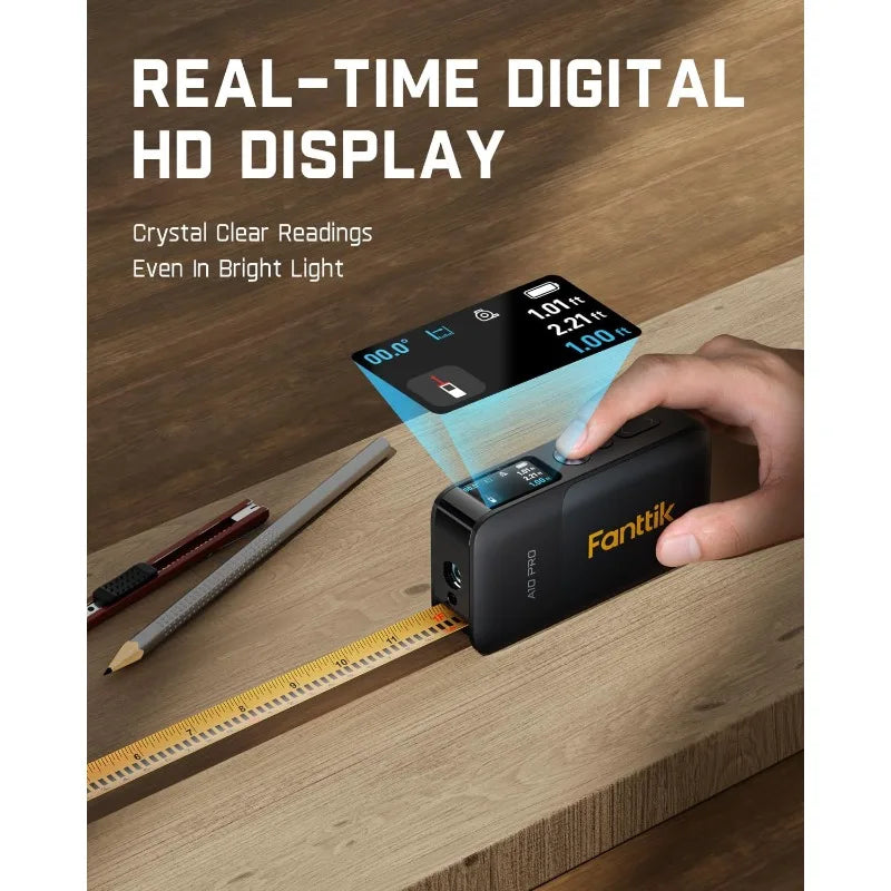 A10 Pro 2-in-1 Digital Laser Tape Measure With HD IPS Color Display,165Ft Rechargeable Laser Measurement Tool & 9.8Ft Measuring