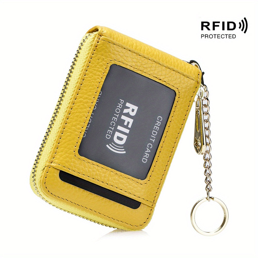 RFID Credit Card Holder, Casual Multi-compartment Wallet, Simple Zip Around Card Case