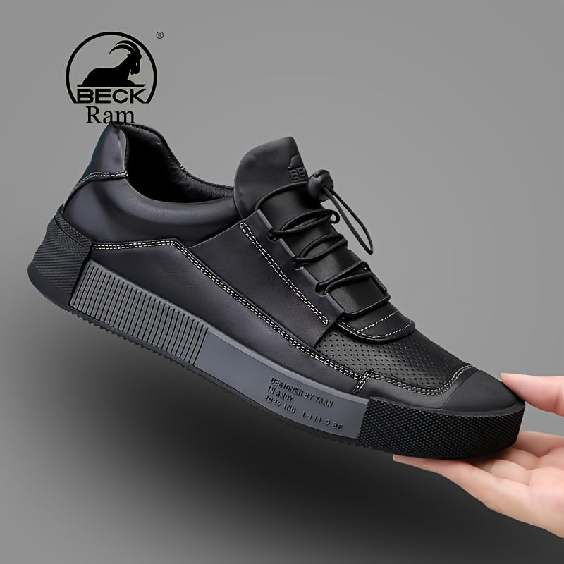Men's Genuine Leather Lace-Up Shoes - Minimalist Formal & casual Shoes, Cushioned Insole & Non-Slip Rubber Sole for Office, Everyday, Semi-Formal Events - All-Season Everyday dress shoes, Office Footwear, Stylish Footwear, Br