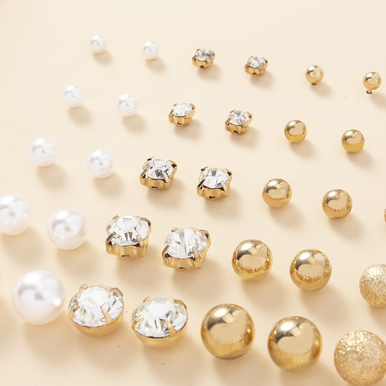 20Pairs Faux Pearl Rhinestone Stud Earrings Set For Women Daily Decor Jewelry