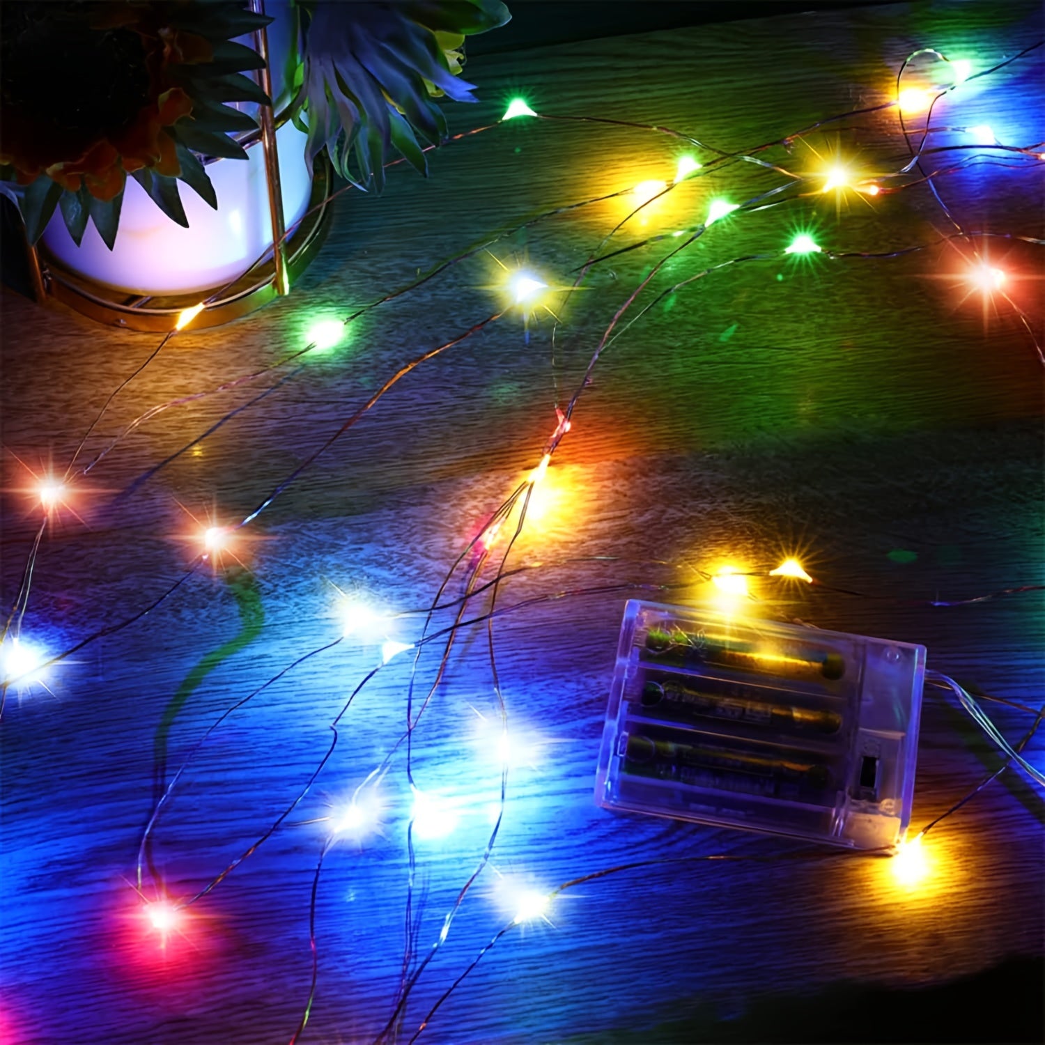 [LED Fairy Lights] Christmas LED Fairy Lights 1set, Copper Wire String 2/5/10m, Battery Box, Holiday Outdoor Lamp Garland for Wedding Party Decoration