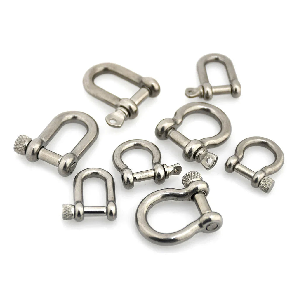 Stainless Steel Bow Shape Shackle Carabiner D Ring Fob Key Ring Keychain Hook for Camping Hiking Screw Joint Connector Buckle
