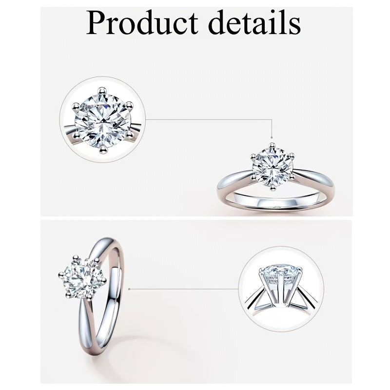 New Women'S One-Carat 925 Silver Moissanite Ring Plated with Tp950.