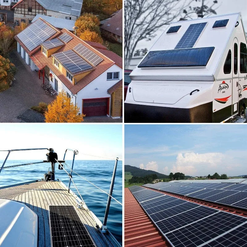 Solar Panel Kit 100 Watt 12 Volt Monocrystalline Off Grid System For Homes RV Boat + 30A 12V/24V Solar Charge Controller