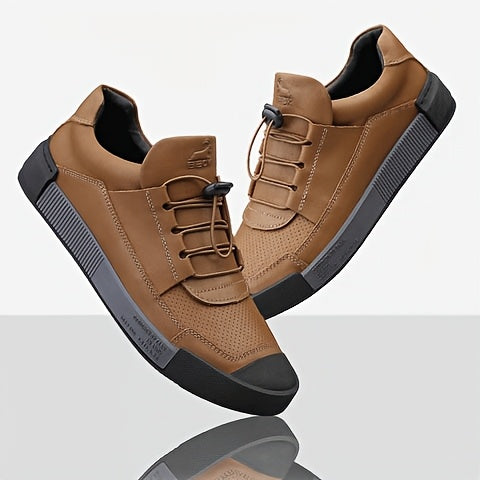 Men's Genuine Leather Lace-Up Shoes - Minimalist Formal & casual Shoes, Cushioned Insole & Non-Slip Rubber Sole for Office, Everyday, Semi-Formal Events - All-Season Everyday dress shoes, Office Footwear, Stylish Footwear, Br