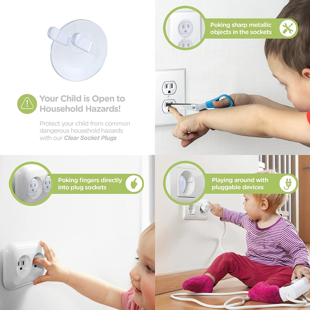 10pcs/20pcs ABERZEY Baby Proofing Safety Outlet Covers - Transparent Square Socket Protectors with Hidden Handle, Durable Plastic Child-Safe Electric Plug Covers for Kids & Toddlers, Easy Install No Tools Needed, Prevents Ele