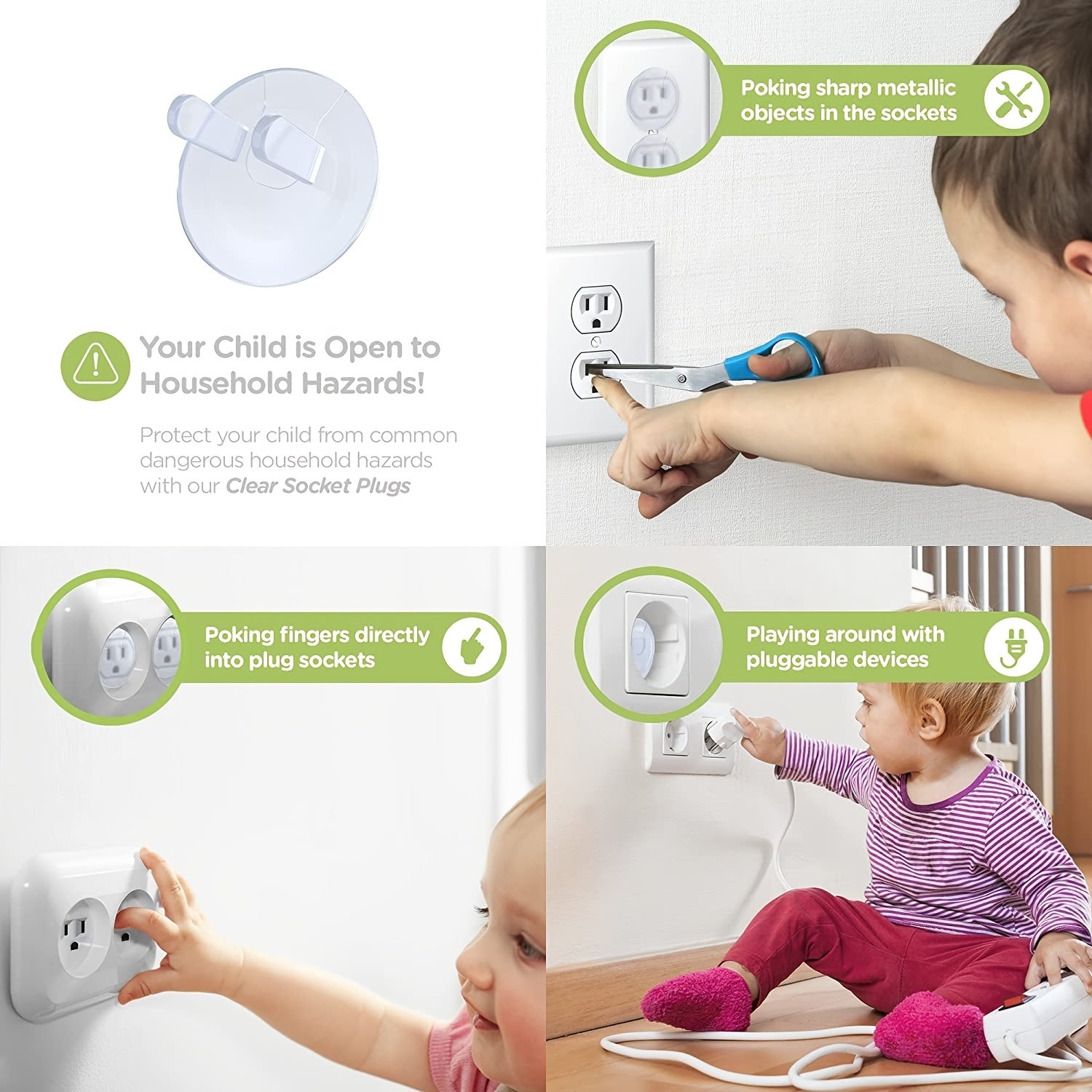 10pcs/20pcs ABERZEY Baby Proofing Safety Outlet Covers - Transparent Square Socket Protectors with Hidden Handle, Durable Plastic Child-Safe Electric Plug Covers for Kids & Toddlers, Easy Install No Tools Needed, Prevents Ele