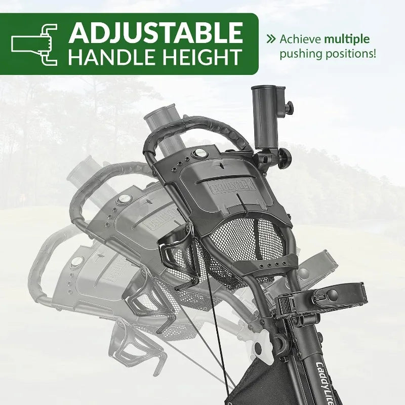 EZ V8 Golf Push Cart - Lightweight 3 Wheel Foldable Cart With One-Click 2-Step Folding, EVA Wheels, Adjustable Handle