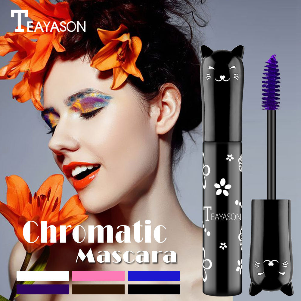 4D Fiber Mascara, Cat Eye Charming Long-Lasting Thick Eyelash Smudge-Proof Waterproof Quick-Drying Eyeliner Makeup Gift For Women Contains Plant Squalane Formula