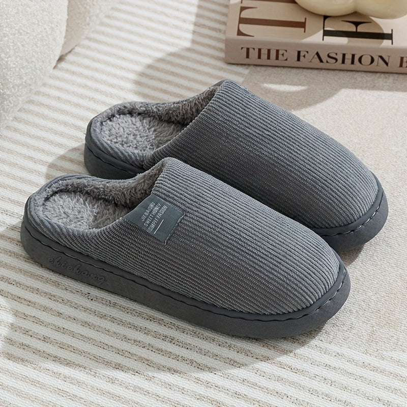 Women's & Unisex Plush Slip-On Slippers with Non-Slip Rubber Sole - Winter Warm Indoor House Shoes, Soft Plush & Cushioned Footbed, Multi-Color Options (Pink, Blue, Grey, Brown, Green, Yellow, Orange) for Home, Postpartum Car