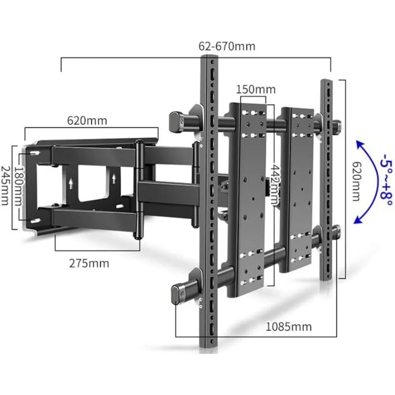 98 100 TV Wall Mount 86 90 105 110 120 Inch Full Motion Bracket Large Screen Heavy Duty Led Adjustable Articulating Stand Max