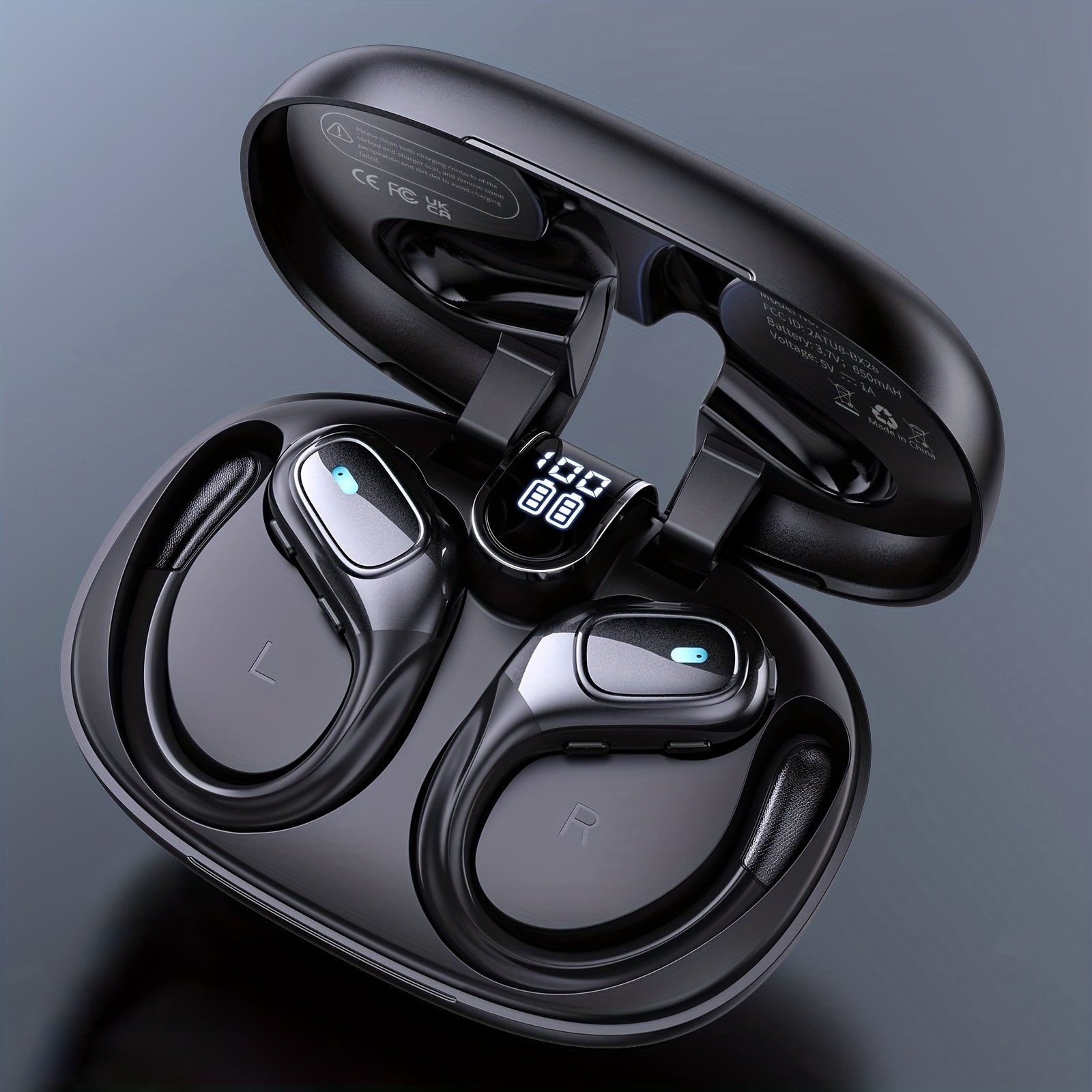 LIFEBEE New Wireless Earphones, Wireless Earbuds for Running Sports, Stereo Audio LED Display, ENC Noise Cancelling Headset Built-in Mic Over-Ear Headphones Earphones with Earhooks