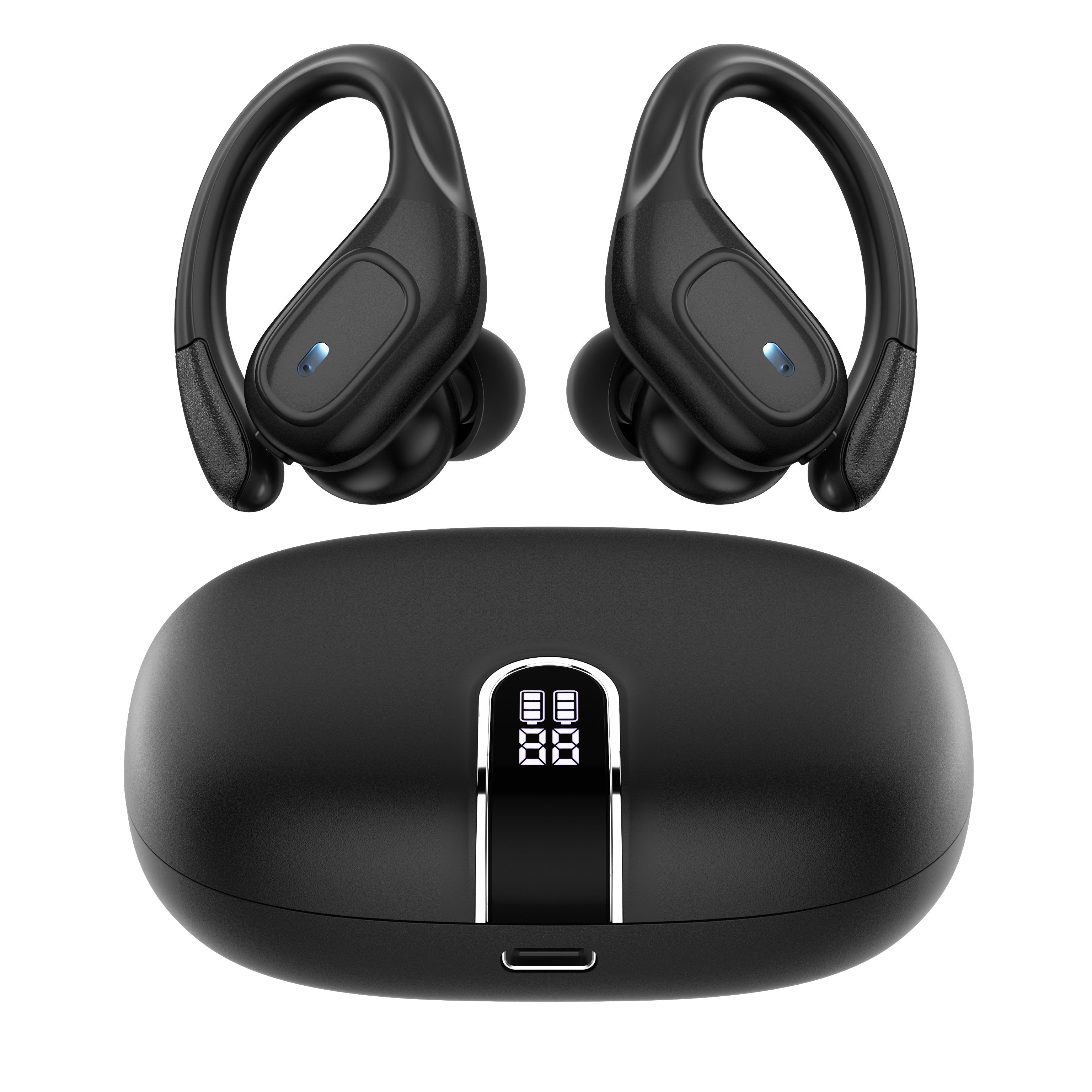 LIFEBEE New Wireless Earphones, Wireless Earbuds for Running Sports, Stereo Audio LED Display, ENC Noise Cancelling Headset Built-in Mic Over-Ear Headphones Earphones with Earhooks