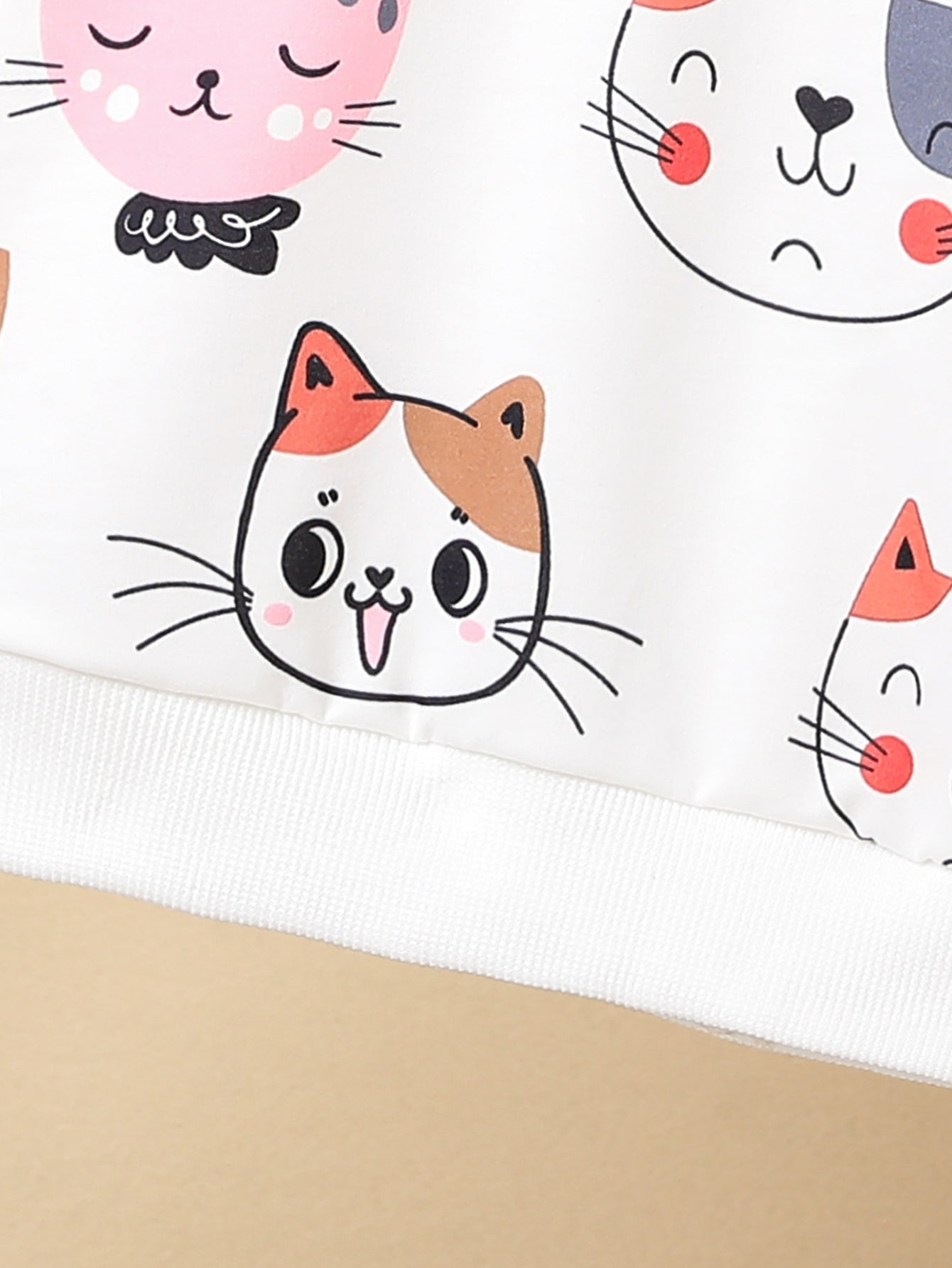 HWMFSNHFZ Girls' Lightweight Long Sleeve Cartoon Cat Print Sweatshirt - Soft Pink Crew Neck Casual Pullover for Spring & Fall, All-Season Comfort, Cute Sweaters