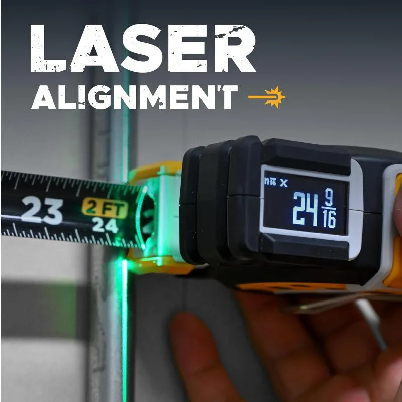 T1 Tomahawk Digital Tape Measure - Professional Accurate Measuring Tool, Green Laser, Measurement Shared Over Bluetooth
