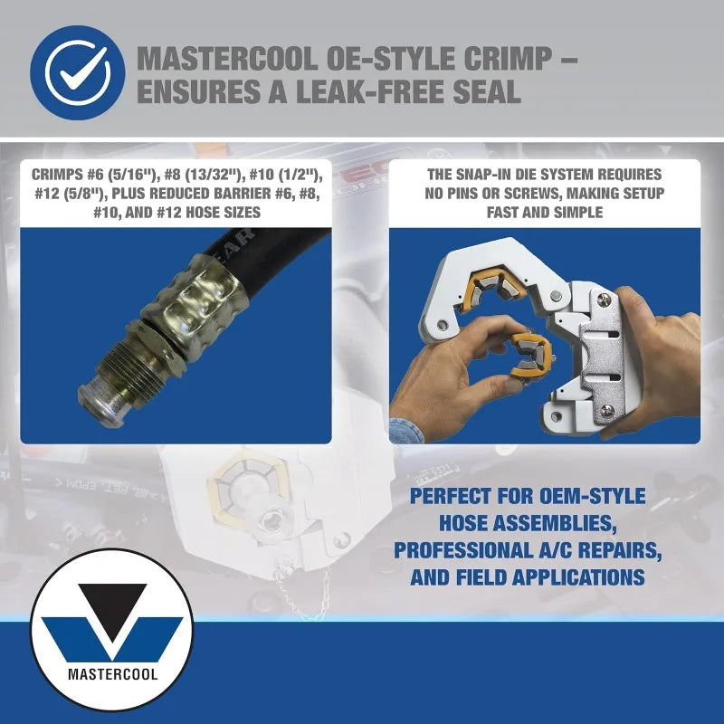 71500-A Hydra-Krimp | The Original Patented Hydraulic A/C Hose Crimper | Crimps #6, #8, #10, #12, And Reduced Barrier