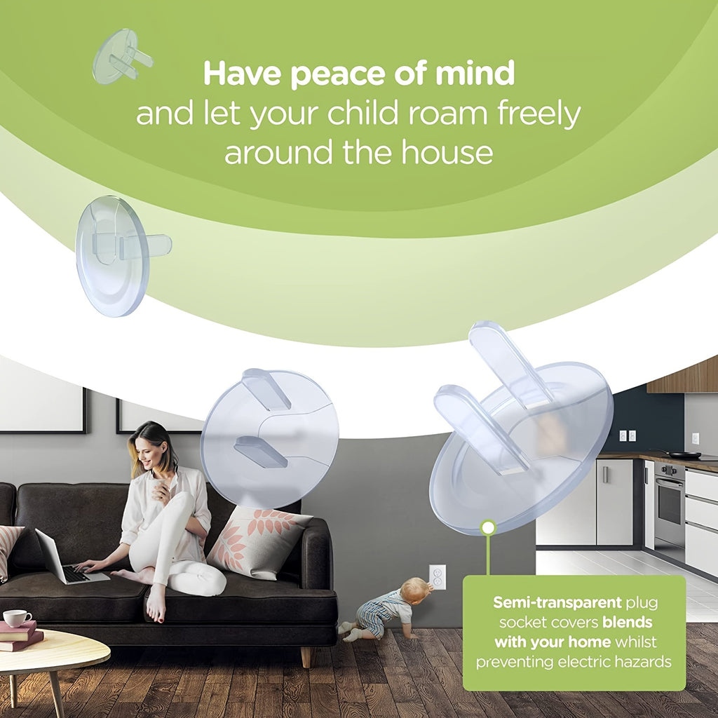 10pcs/20pcs ABERZEY Baby Proofing Safety Outlet Covers - Transparent Square Socket Protectors with Hidden Handle, Durable Plastic Child-Safe Electric Plug Covers for Kids & Toddlers, Easy Install No Tools Needed, Prevents Ele