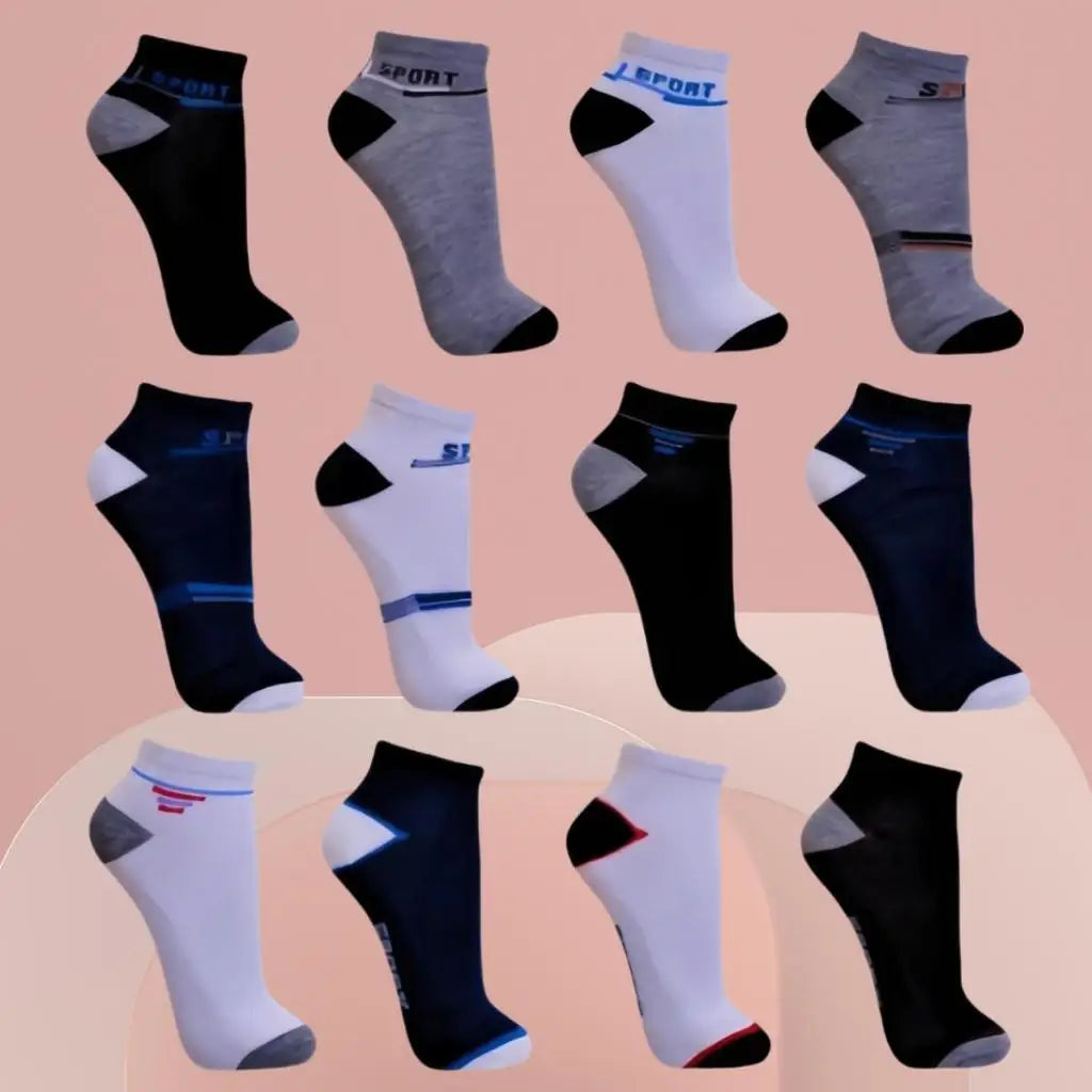 Kit 12 Paired Half-Cane Short Socket Sport Adult Male Assorted Colors