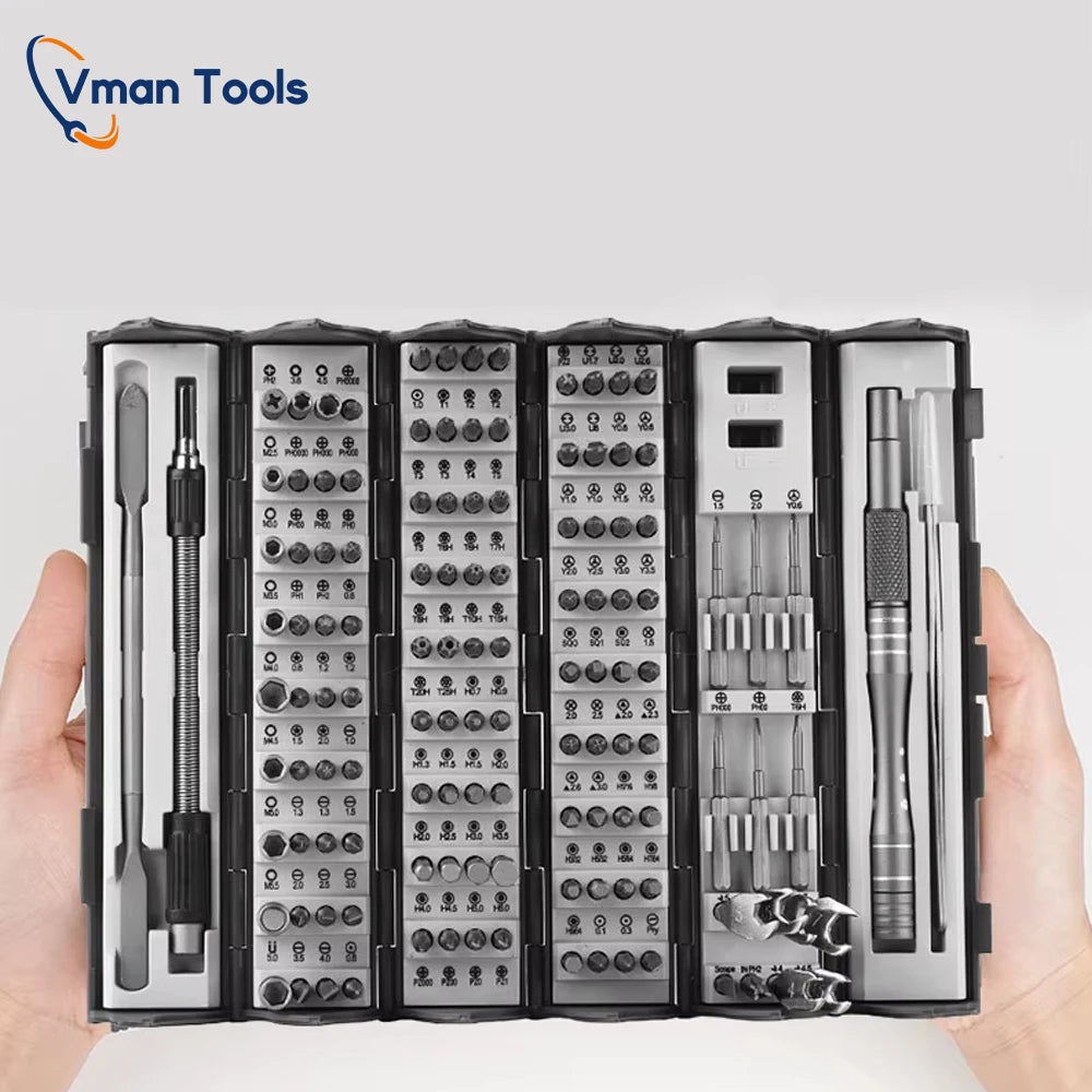 VMAN TOOLS 128 in 1 Magnetic Screwdriver Set Precision Multi Hand Tool Torx Hex Screw Drivers