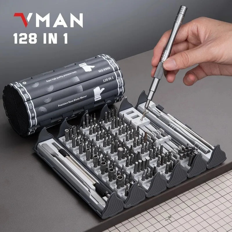 VMAN TOOLS 128 in 1 Multi Functional Screwdriver Set Portable Precision Hand Screw Drivers Kit Mobile Phone Repair Tools