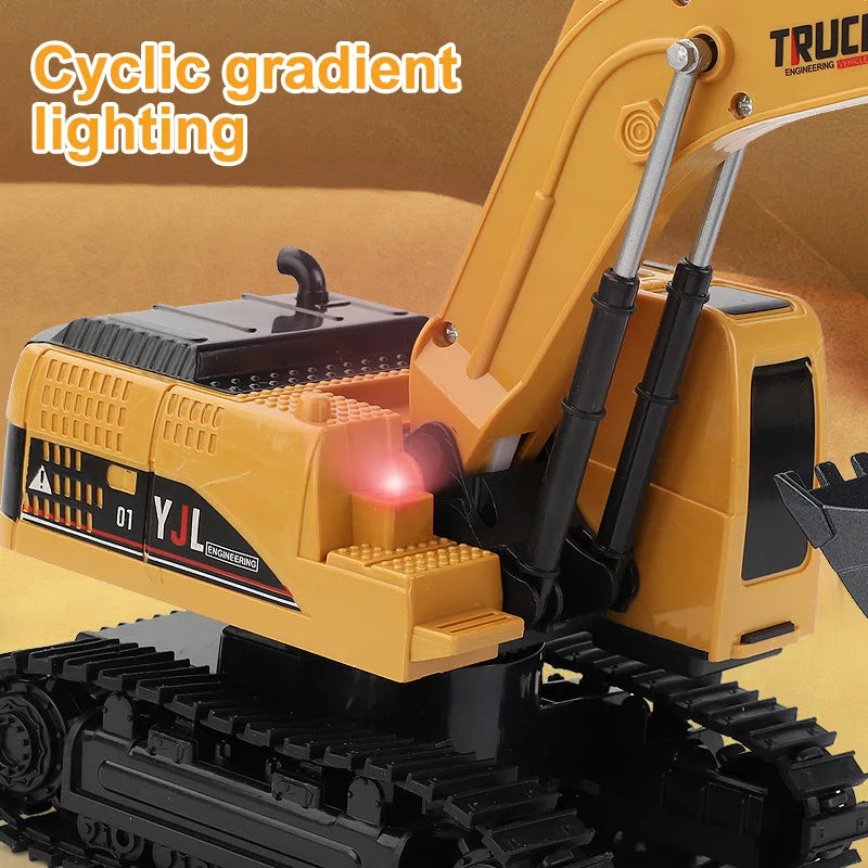 High Quality Six-Channel 2.4G Wireless Remote Control Racing Excavator Engineering Car Toy Alloy Version Kids Includes Charging