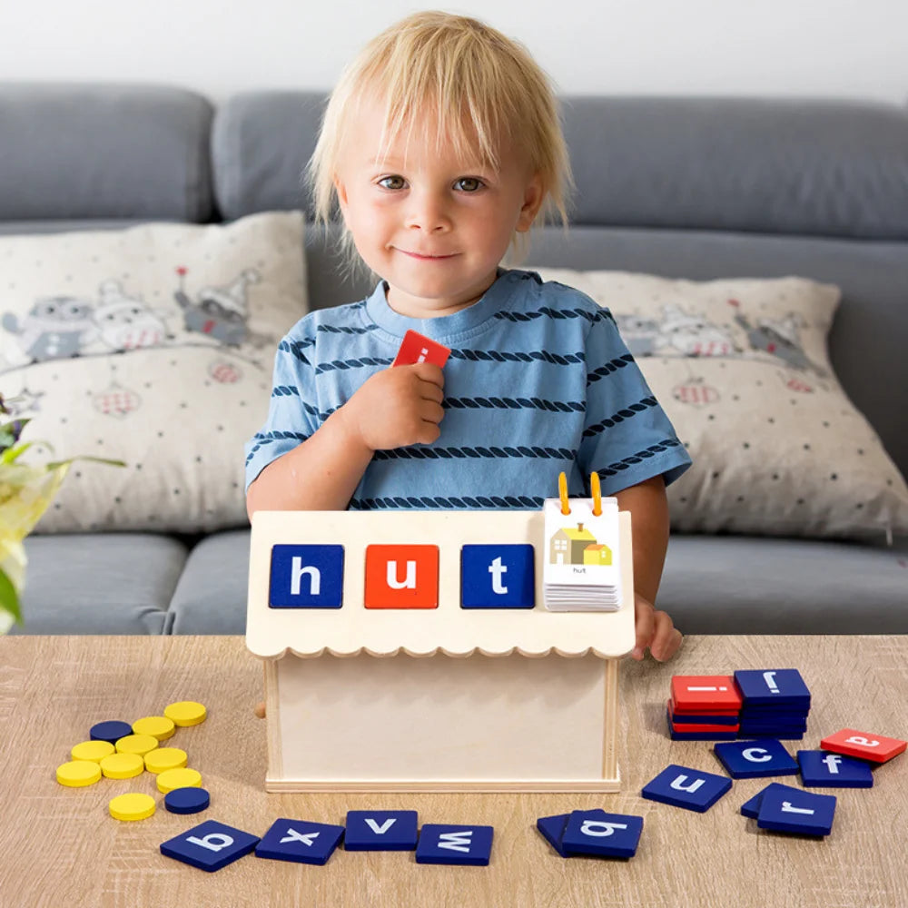 Wooden Letter Spelling Toy Montessori House Montessori Language Materials Puzzle Wood Toys for Kids Montessori Educational Toy