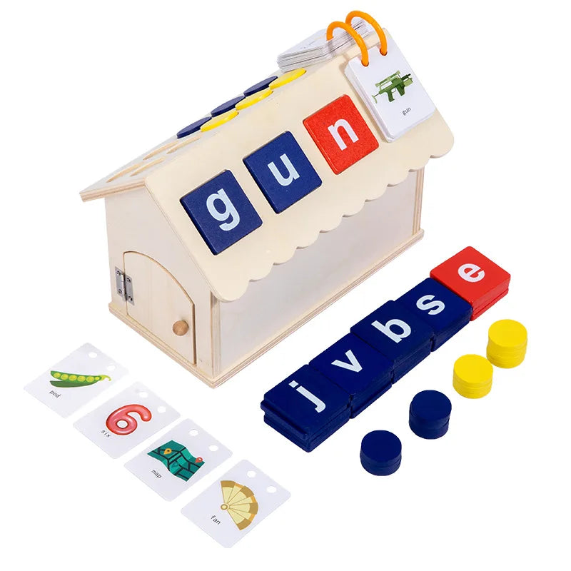 Wooden Letter Spelling Toy Montessori House Montessori Language Materials Puzzle Wood Toys for Kids Montessori Educational Toy