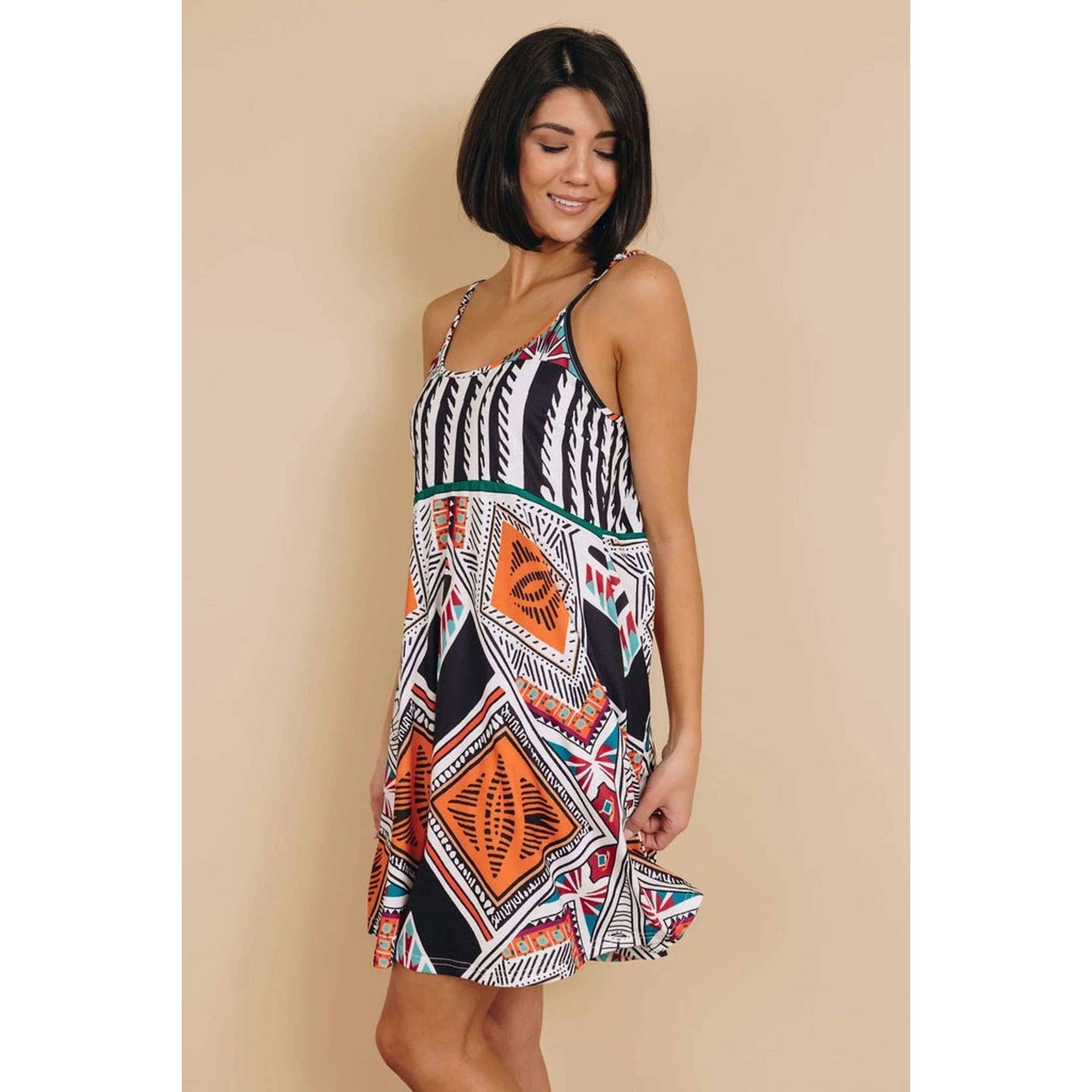 TD Breakeven Boho Dress Elegent Trendy Floral Short Dress for Women Free Size Empire Waistline Spandex Material Tassel for Day