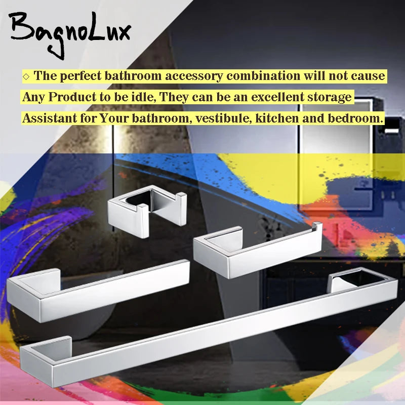 Bathroom Accessories Set Toilet Roll Paper Towel Holder Hook Bar Stainless Steel Bedroom Wall Mounted Kitchen Bath Hardware Kit