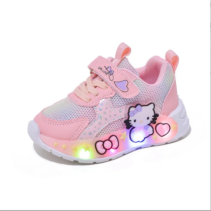 Children Led Light up Shoes Stylish Luminous Sneakers for Girls Kid Cute Casual Shoes Outdoor Breathable Mesh Glowing Sneakers