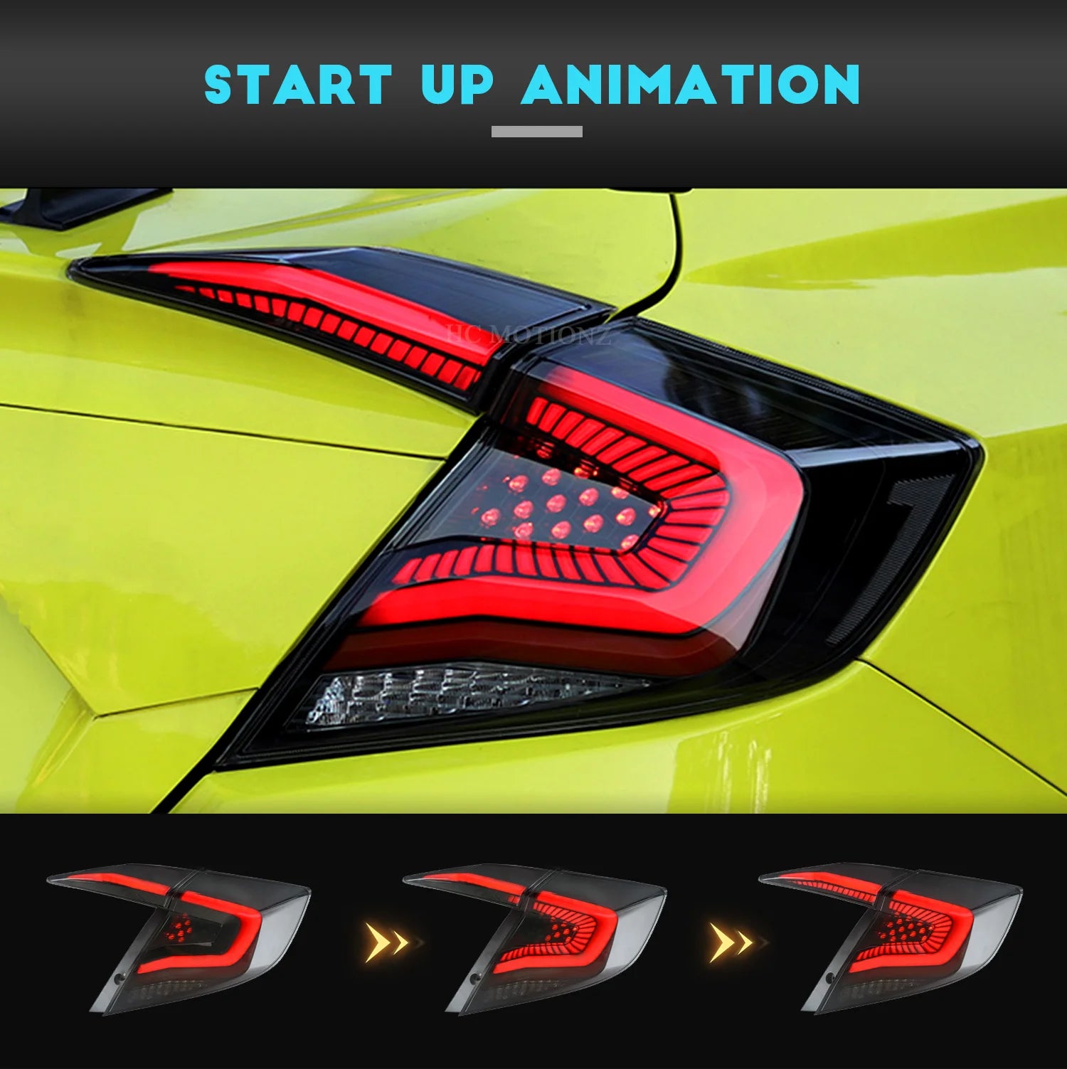 HCMOTIONZ Support for US shipments Styling DRL LED Rear Lamps 2016-2021 Car Tail Lights For Honda Civic 10th Gen