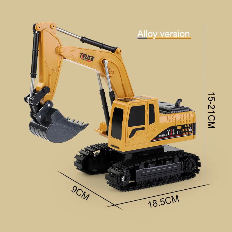 High Quality Six-Channel 2.4G Wireless Remote Control Racing Excavator Engineering Car Toy Alloy Version Kids Includes Charging