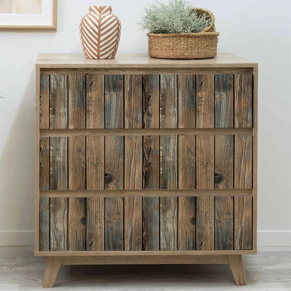 HaoHome Self Adhesive Wall Paper Faux Wood Grain Peel and Stick Wood Wallpaper Vinyl waterproof Wall Stickers