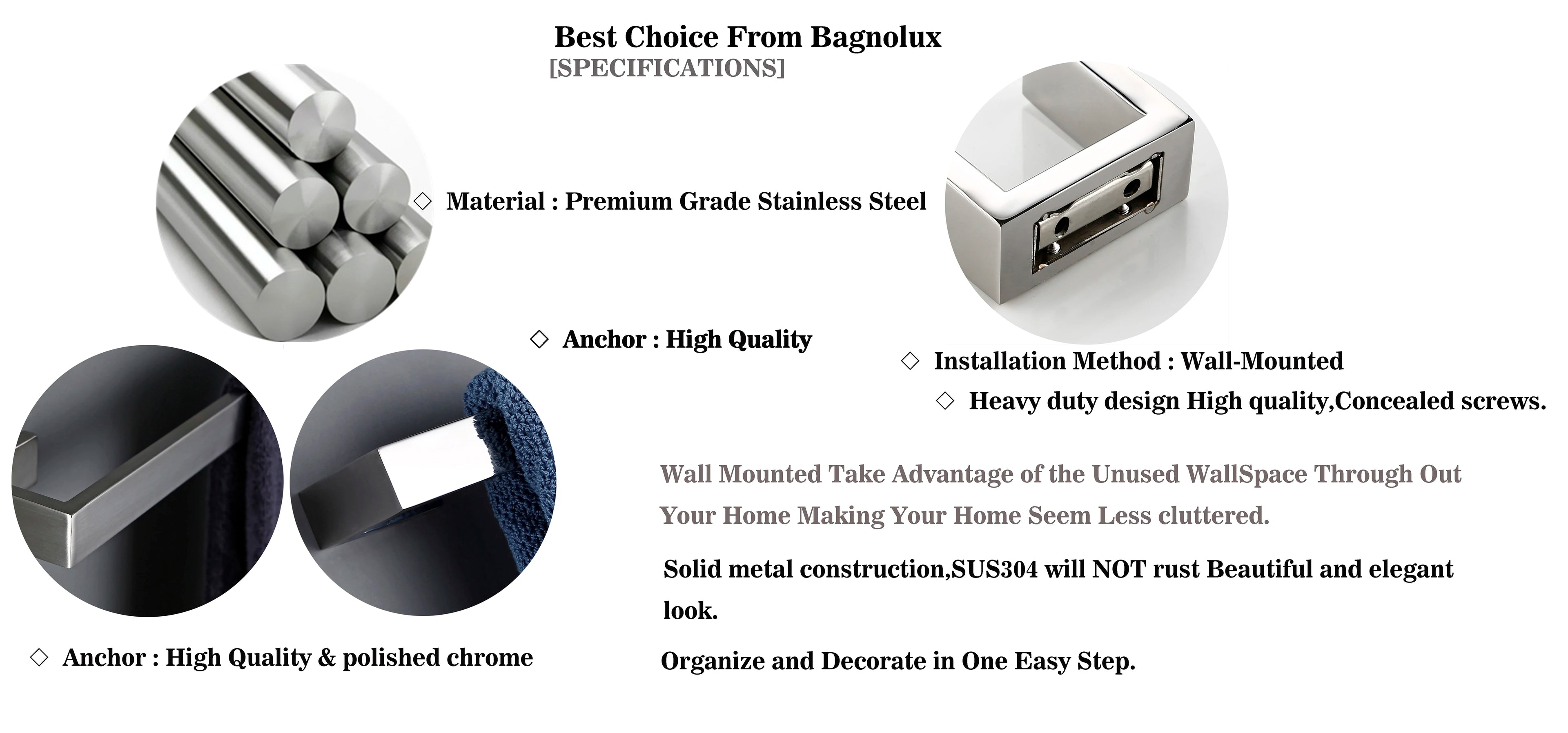 Bathroom Accessories Set Toilet Roll Paper Towel Holder Hook Bar Stainless Steel Bedroom Wall Mounted Kitchen Bath Hardware Kit