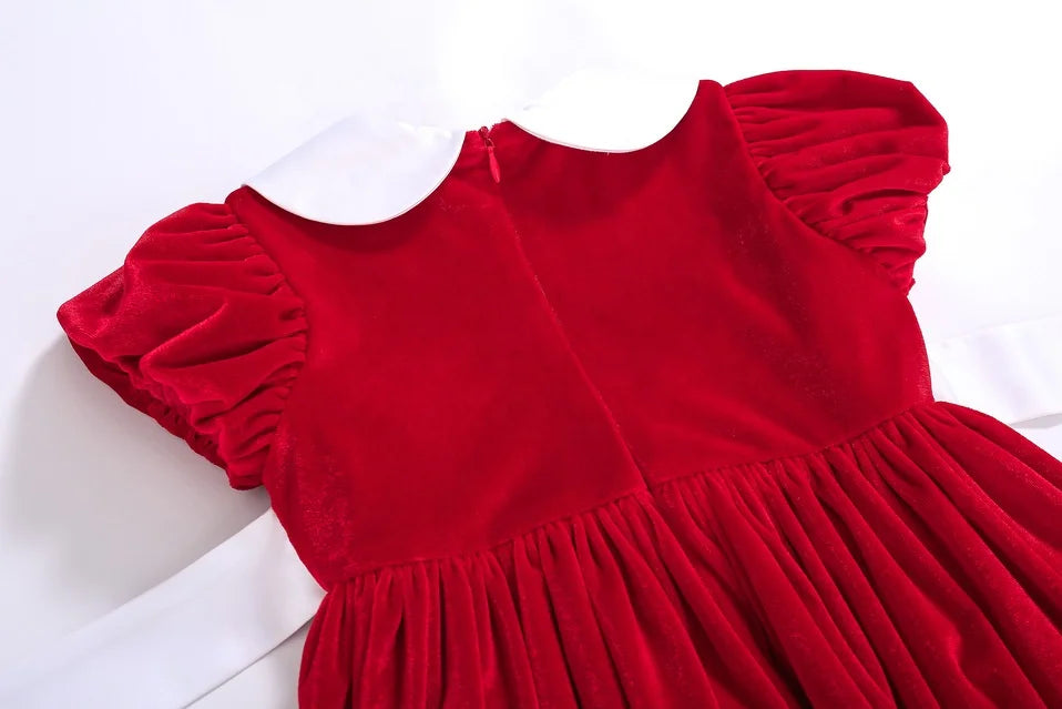 Pettigirl Dress for Kids Red Velvet Baby Summer Birthday Wedding Ceremony Children Princess Party Toddler Clothes Girls New