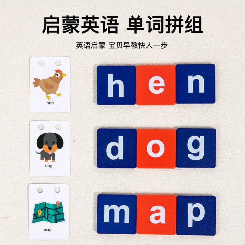 Wooden Letter Spelling Toy Montessori House Montessori Language Materials Puzzle Wood Toys for Kids Montessori Educational Toy