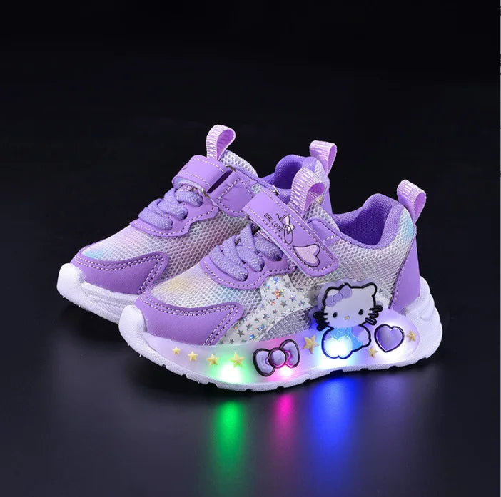 Children Led Light up Shoes Stylish Luminous Sneakers for Girls Kid Cute Casual Shoes Outdoor Breathable Mesh Glowing Sneakers