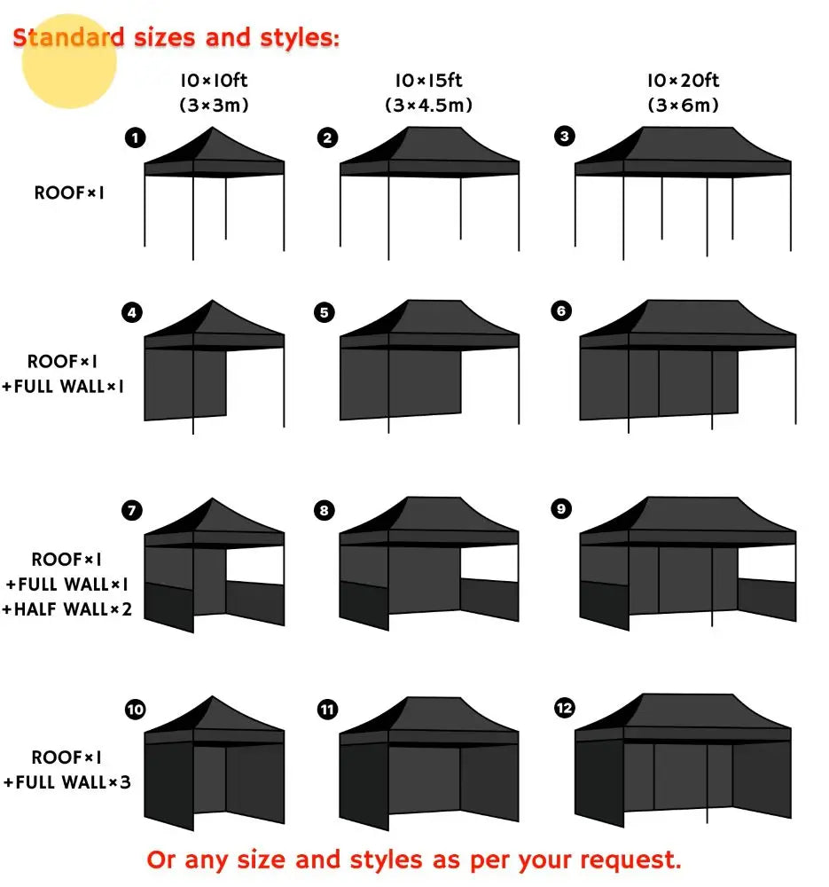 Sunshine Sourced High Quality Custom Trade Show Outdoor Pop up Advertising Event Tents Canopy with Free Promotional Design