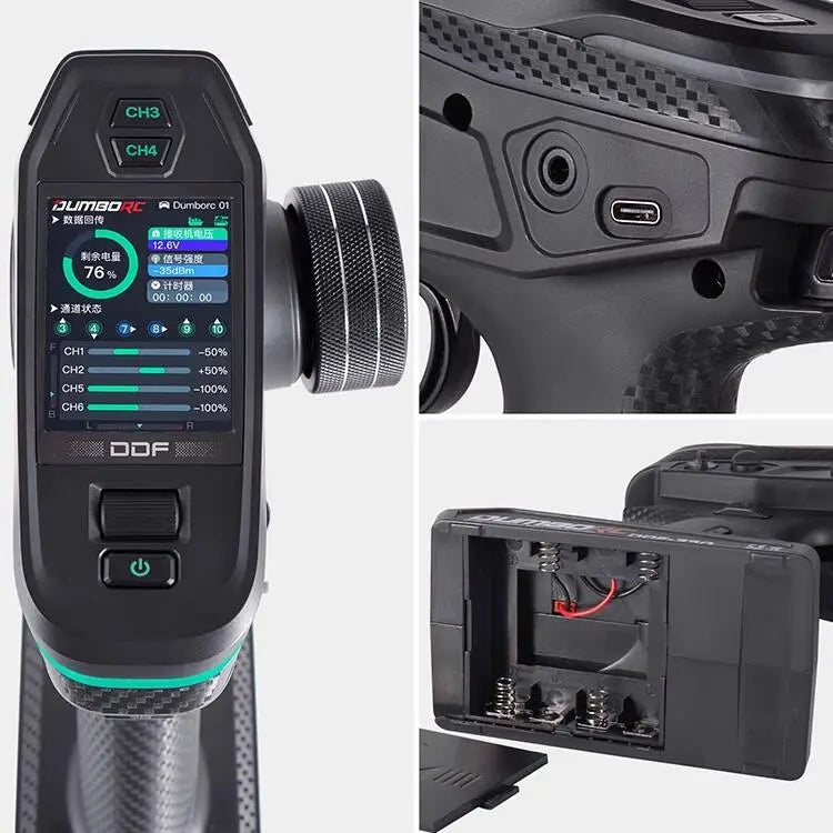 DUMBORC DDF350 10CH RC Remote Controller Handwheel 2.4Ghz Digital Radio Transmitter X10FG Receiver HD Screen RC Car Boat tank