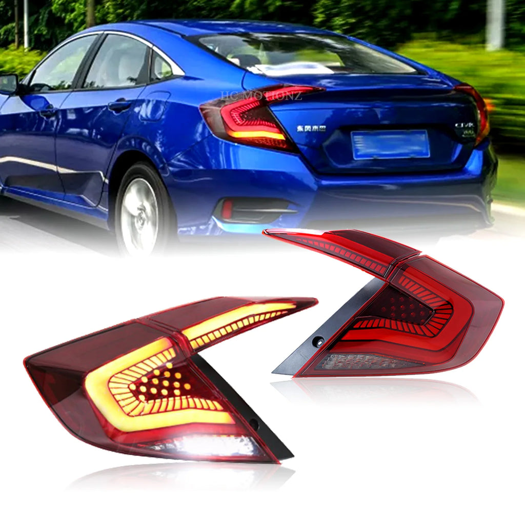 HCMOTIONZ Support for US shipments Styling DRL LED Rear Lamps 2016-2021 Car Tail Lights For Honda Civic 10th Gen