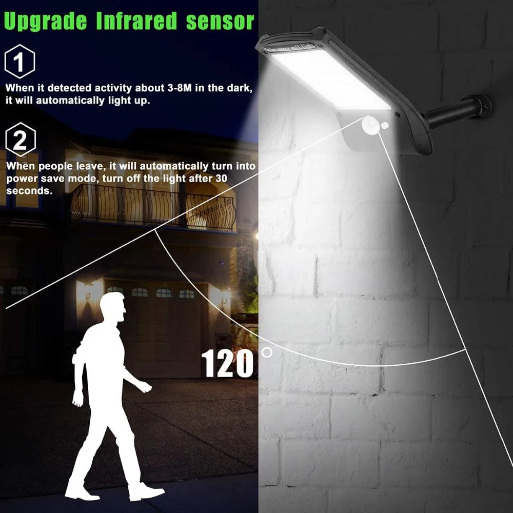 Solar Lights Outdoor LED Solar Powered Security Lights Motion Sensor Wall Lamp Bright Waterproof Solar Lamp with 180° Adjustable