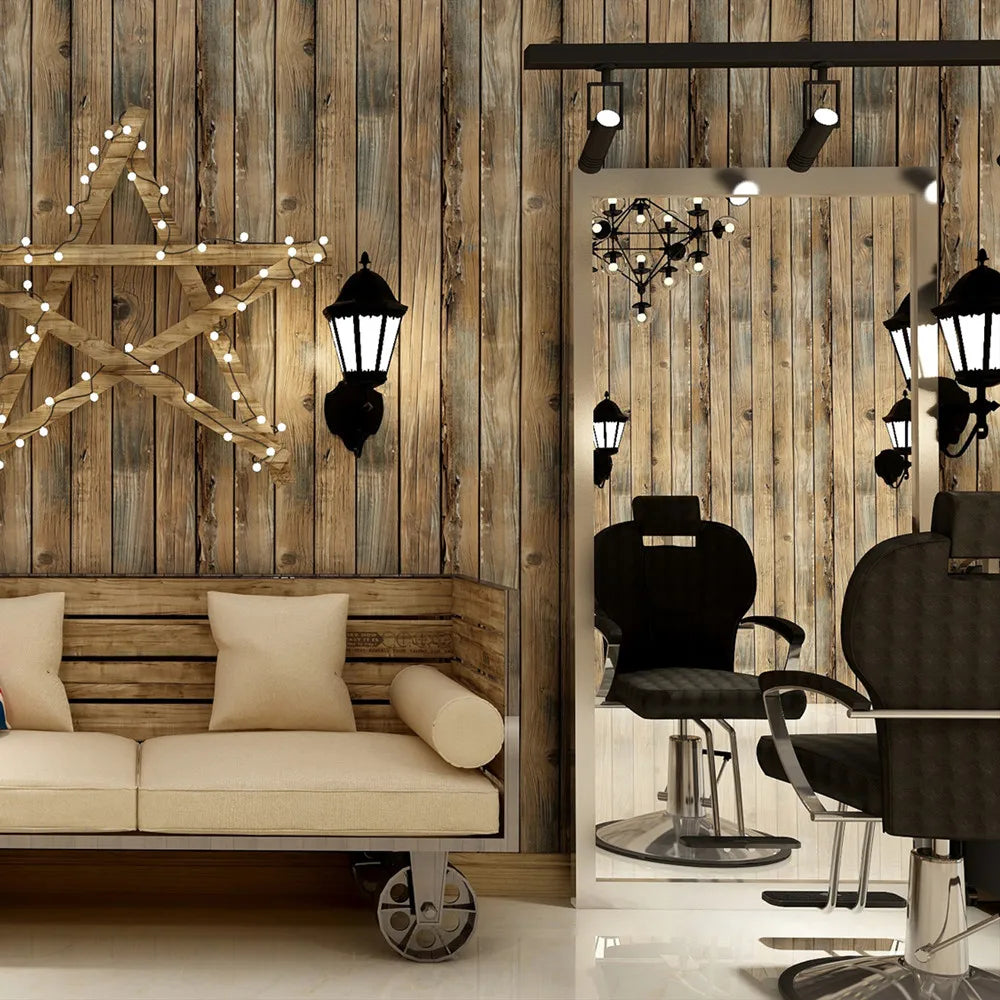 HaoHome Self Adhesive Wall Paper Faux Wood Grain Peel and Stick Wood Wallpaper Vinyl waterproof Wall Stickers