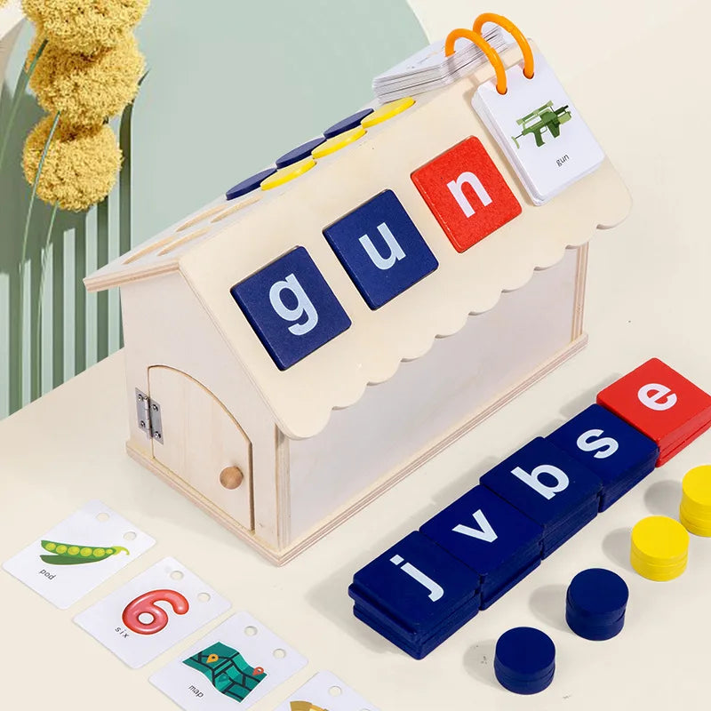 Wooden Letter Spelling Toy Montessori House Montessori Language Materials Puzzle Wood Toys for Kids Montessori Educational Toy