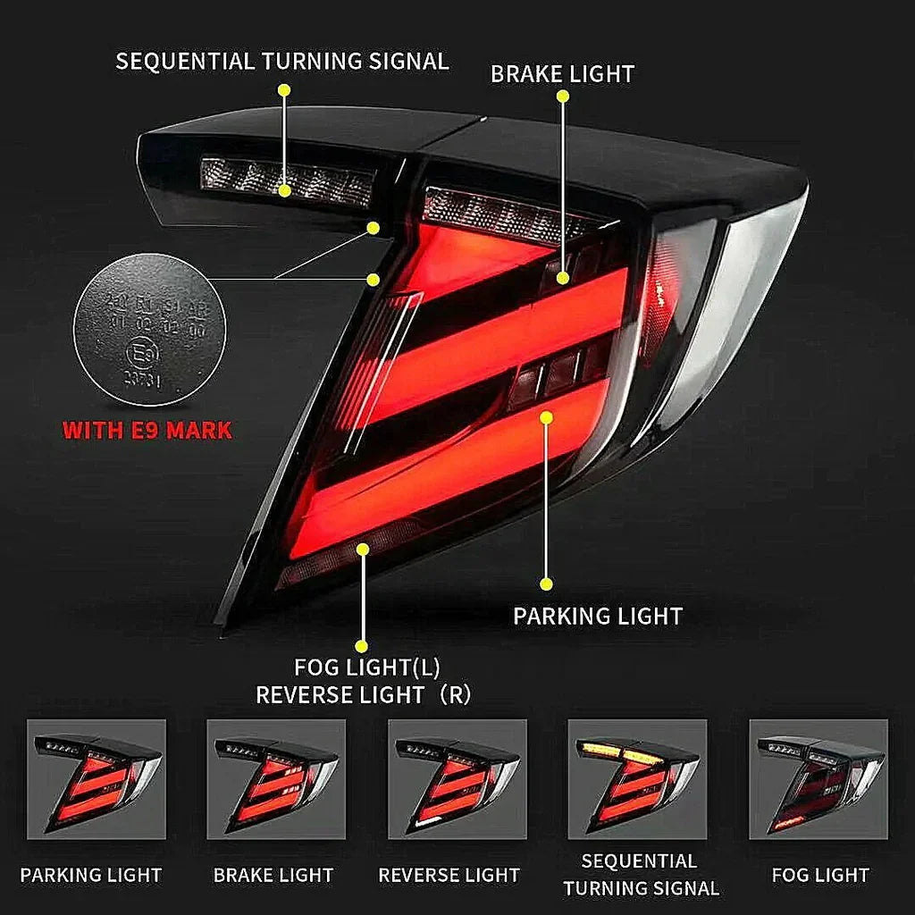 LED Sequential Tail Lights for 2017-2021 Honda Civic Hatchback