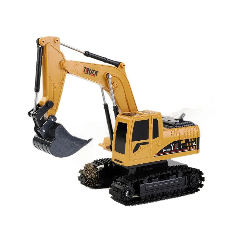 High Quality Six-Channel 2.4G Wireless Remote Control Racing Excavator Engineering Car Toy Alloy Version Kids Includes Charging